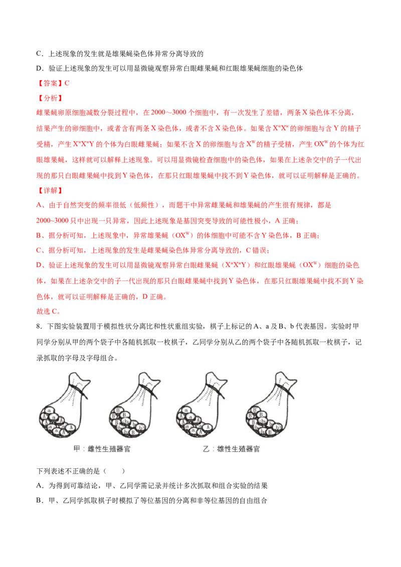 期末押题01-高一生物下学期期末专项复习（人教版2019必修2）（解析版）_高中九科知识点归纳。_人教版高中Word电子版试卷练习试题知识点全科_高中生物试卷习题_生物必修_必修2