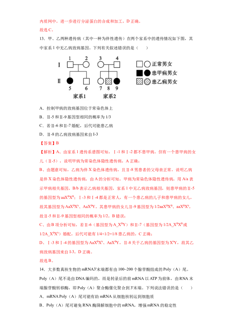 期末拔高卷2-冲刺期末高一生物下学期期末拔高冲刺卷（2019人教版）（解析版）_高中九科知识点归纳。_人教版高中Word电子版试卷练习试题知识点全科_高中生物试卷习题_生物必修