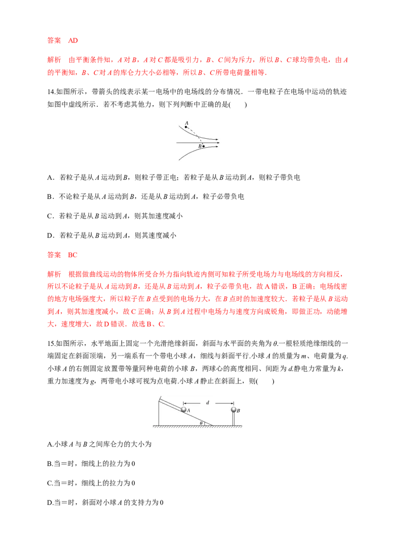 微型专题01电场力的性质（练习题）（解析版）_高中九科知识点归纳。_人教版高中Word电子版试卷练习试题知识点全科_高中物理试卷习题_物理必修_必修3_同步练习（第二套）29份