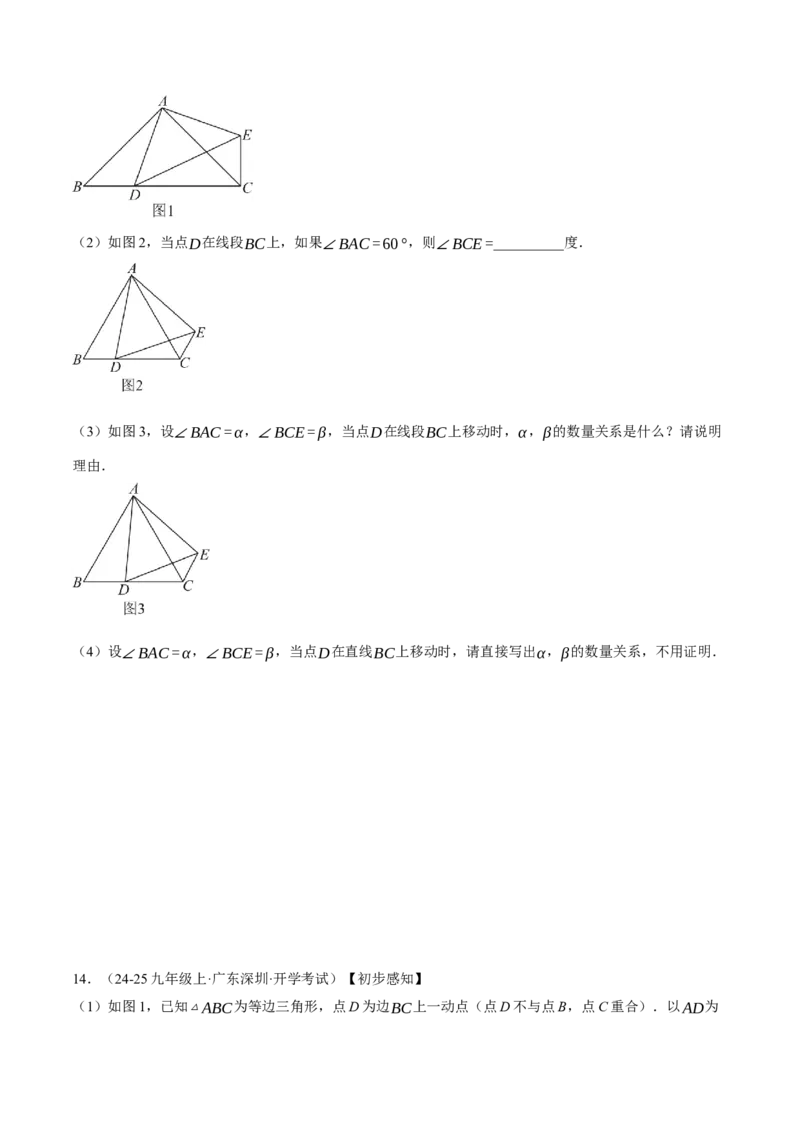 专题13.5手拉手模型（压轴题专项讲练）（人教版）（学生版）_初中数学_八年级数学上册（人教版）_压轴题专项-V5_2025版