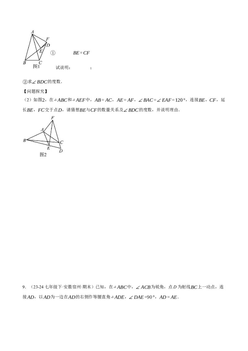 专题13.5手拉手模型（压轴题专项讲练）（人教版）（学生版）_初中数学_八年级数学上册（人教版）_压轴题专项-V5_2025版