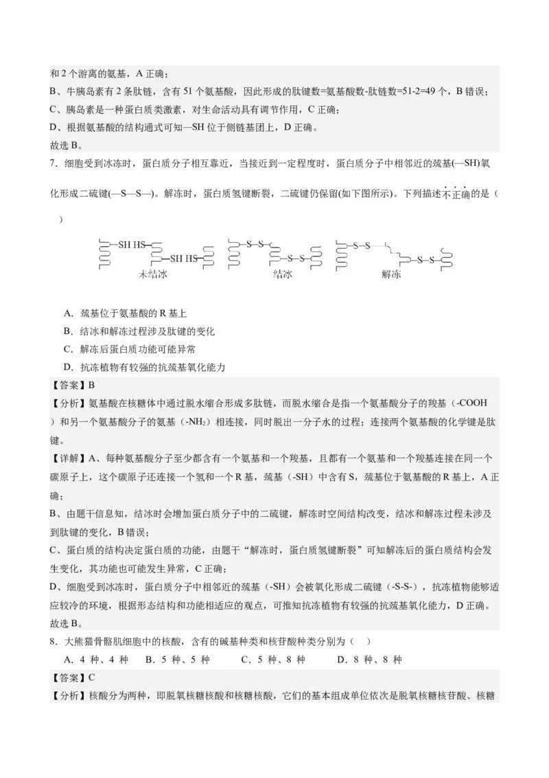 期末模拟卷02（全解全析）（人教版2019）_高中九科知识点归纳。_人教版高中Word电子版试卷练习试题知识点全科_高中生物试卷习题_生物必修_必修1_人教版生物必修一期末试卷（038份）