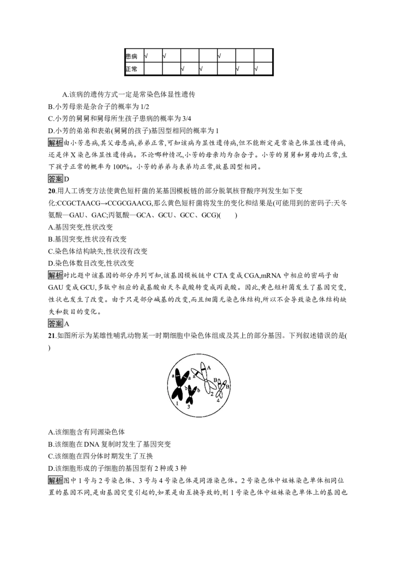 第5章《本章综合与测试》测评01_高中九科知识点归纳。_人教版高中Word电子版试卷练习试题知识点全科_高中生物试卷习题_生物必修_必修2_人教版生物必修二单元测试（012份）