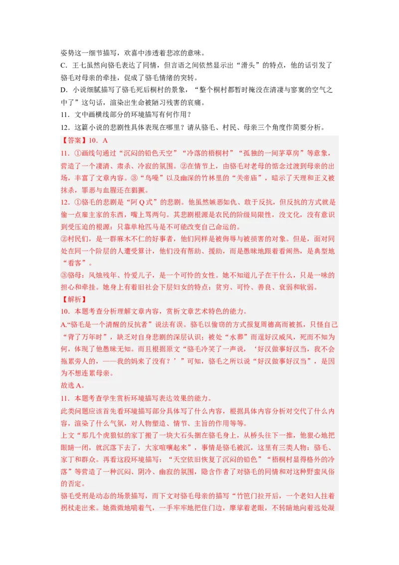 考向46文学类文本阅读之环境-备战2023年高考语文一轮复习考点微专题（全国卷地区专用）（解析版）_01高考语文_6赠通用版（老高考）复习资料_一轮复习