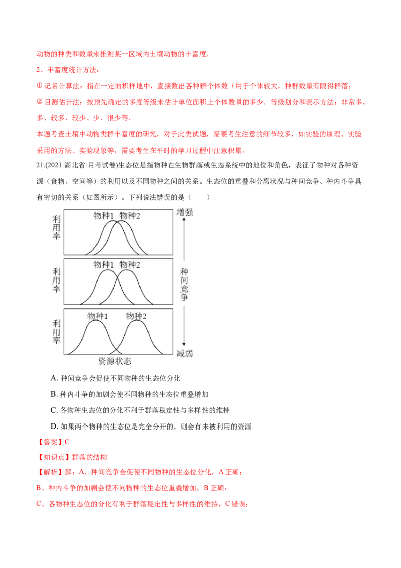 第02章群落及其演替（A卷&middot;夯实基础）高二生物同步单元AB卷（人教版2019选择性必修2）（解析版）_高中九科知识点归纳。_人教版高中Word电子版试卷练习试题知识点全科_高中生物试卷习题