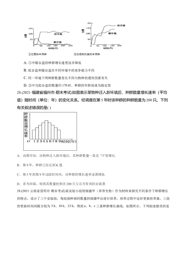 第01章种群及其动态（B卷&middot;提升能力）高二生物同步单元AB卷（人教版2019选择性必修2）（原卷版）_高中九科知识点归纳。_人教版高中Word电子版试卷练习试题知识点全科_高中生物试卷习题