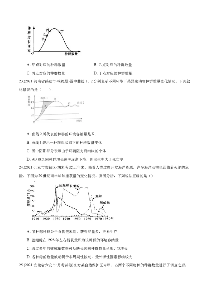 第01章种群及其动态（B卷&middot;提升能力）高二生物同步单元AB卷（人教版2019选择性必修2）（原卷版）_高中九科知识点归纳。_人教版高中Word电子版试卷练习试题知识点全科_高中生物试卷习题