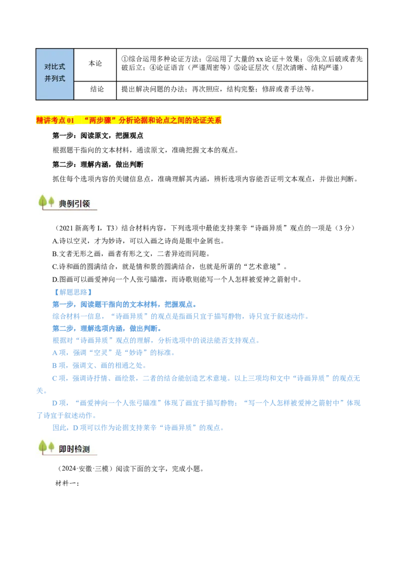 考点03论点、论据与论证-备战2025年高考语文一轮复习考点帮（新高考通用）（解析版）_01高考语文_5.22025年新高考资料_备战2025年高考语文一轮复习考点帮（新高考通用）