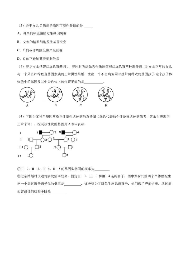 高一生物下学期期末测试卷03（新教材必修二）（原卷版）_高中九科知识点归纳。_人教版高中Word电子版试卷练习试题知识点全科_高中生物试卷习题_生物必修_必修2