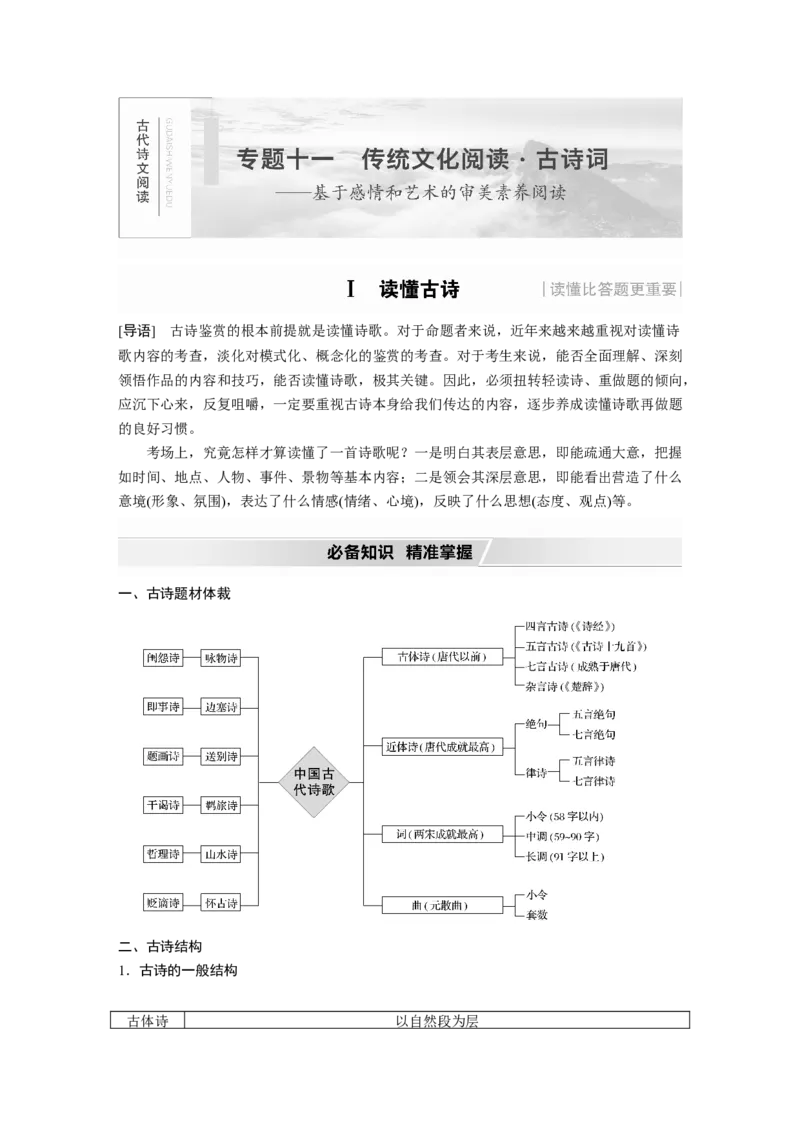 第2部分专题11Ⅰ读懂古诗_01高考语文_22022年新高考资料_2022年一轮复习各版本_1.2022年高考语文一轮复习通用版_2022年高考语文一轮复习讲义（全国版）