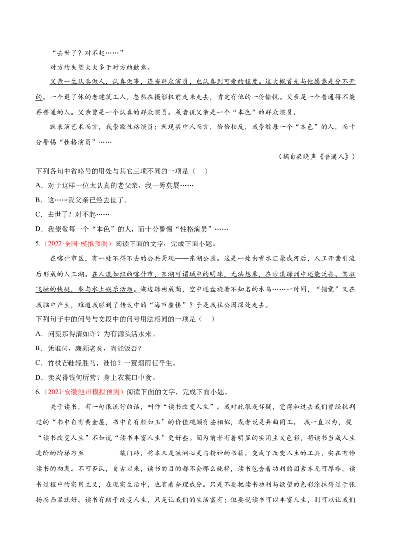 考向05正确使用标点符号-备战2023年高考语文一轮复习考点微专题（全国通用）（原卷版）_01高考语文_6赠通用版（老高考）复习资料_一轮复习