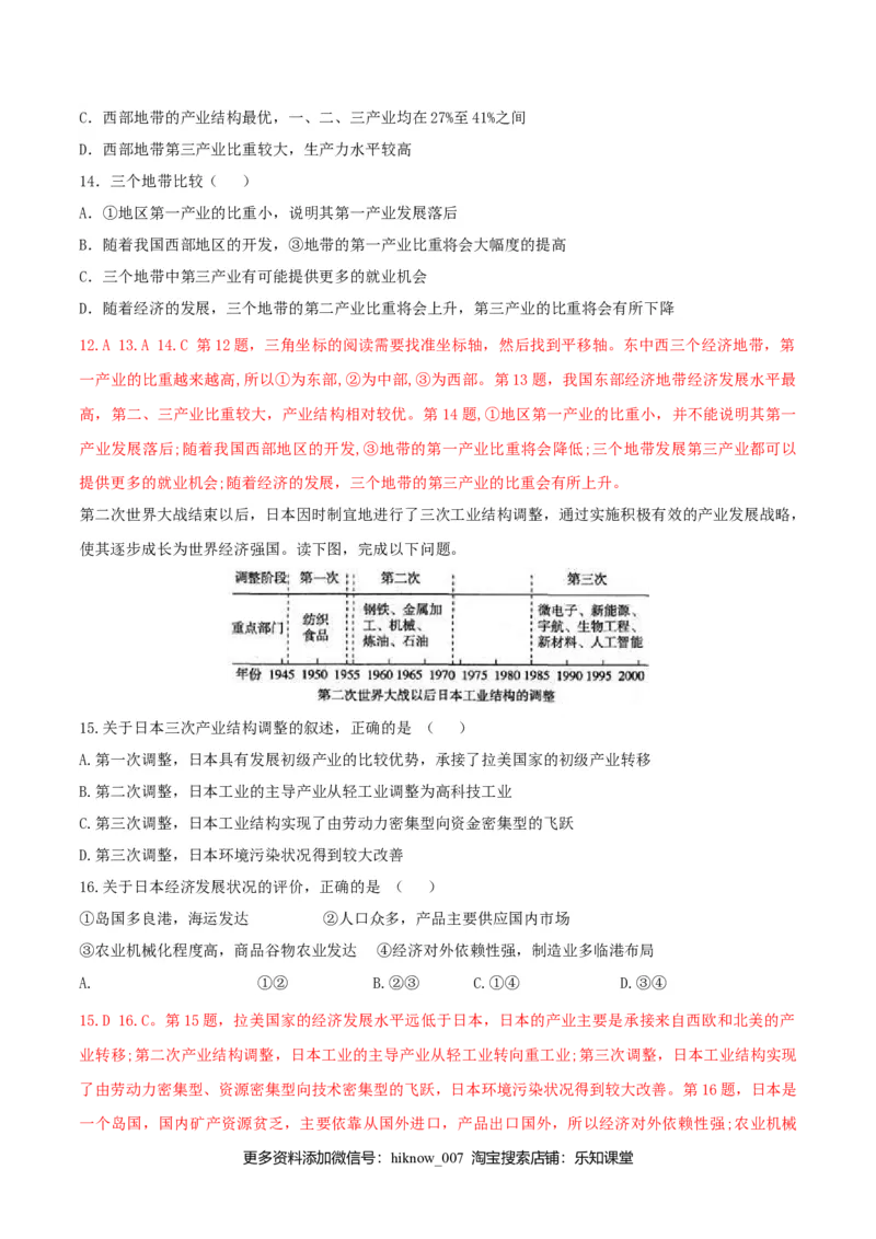 第三章城市、产业与区域发展（单元检测）高二同步备课系列（人教版选择性必修二）（解析版）_高中九科知识点归纳。_人教版高中Word电子版试卷练习试题知识点全科_高中地理试卷习题