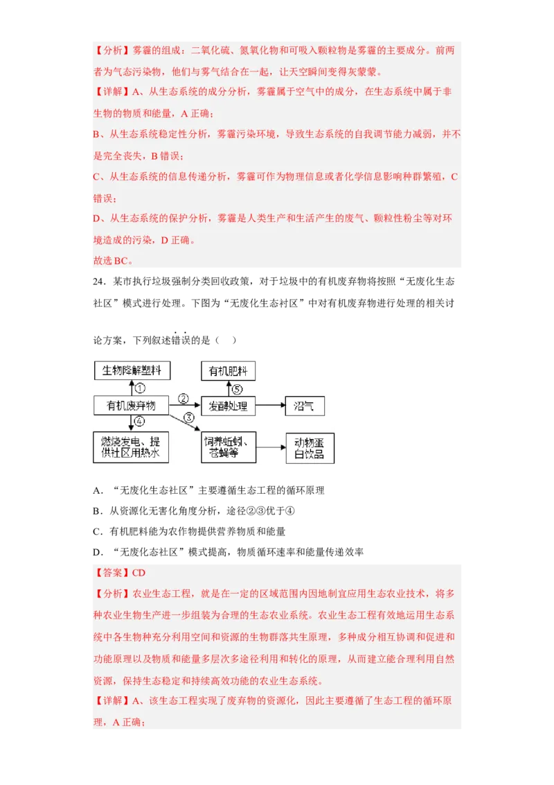 第四章人与环境-高二生物章末测试必刷卷（人教版2019选择性必修2）（解析版）_高中九科知识点归纳。_人教版高中Word电子版试卷练习试题知识点全科_高中生物试卷习题_生物选修_选修2
