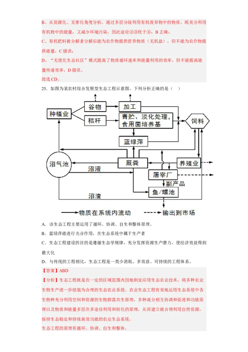 第四章人与环境-高二生物章末测试必刷卷（人教版2019选择性必修2）（解析版）_高中九科知识点归纳。_人教版高中Word电子版试卷练习试题知识点全科_高中生物试卷习题_生物选修_选修2