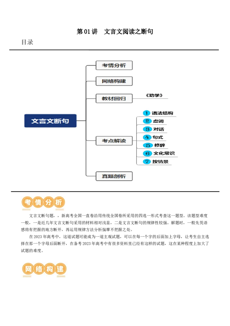 第01讲文言文阅读之断句（讲义）（解析版）_01高考语文_4.22024年新高考资料_1.2024一轮复习_2024年高考语文一轮复习讲练（新教材新高考_2.第二部分古代诗文阅读专题一文言文阅读