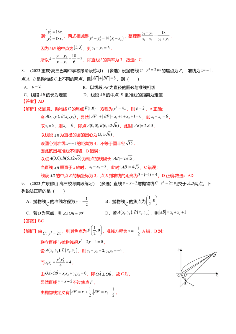 热点7-4抛物线及其应用（6题型+满分技巧+限时检测）（解析版）_2.2025数学总复习_2024年新高考资料_3.2024专项复习_2024年高考数学热点&middot;重点&middot;难点专练（新高考专用）