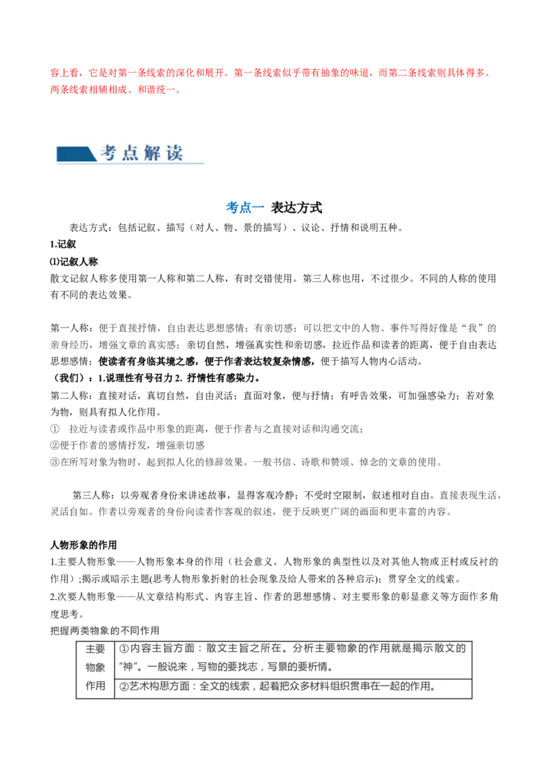 第03讲散文的表达技巧（讲义）（解析版）_01高考语文_4.22024年新高考资料_1.2024一轮复习_2024年高考语文一轮复习讲练（新教材新高考