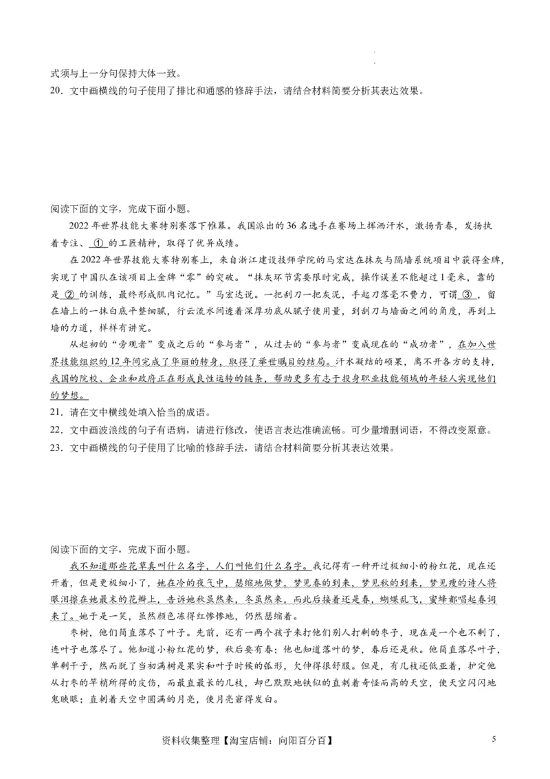 第03讲修辞手法和标点符号（练习）（原卷版）_01高考语文_新高考复习资料_2024年新高考资料_一轮复习资料_高考语文一轮复习讲练测（课件+讲义+练习）（新高考）