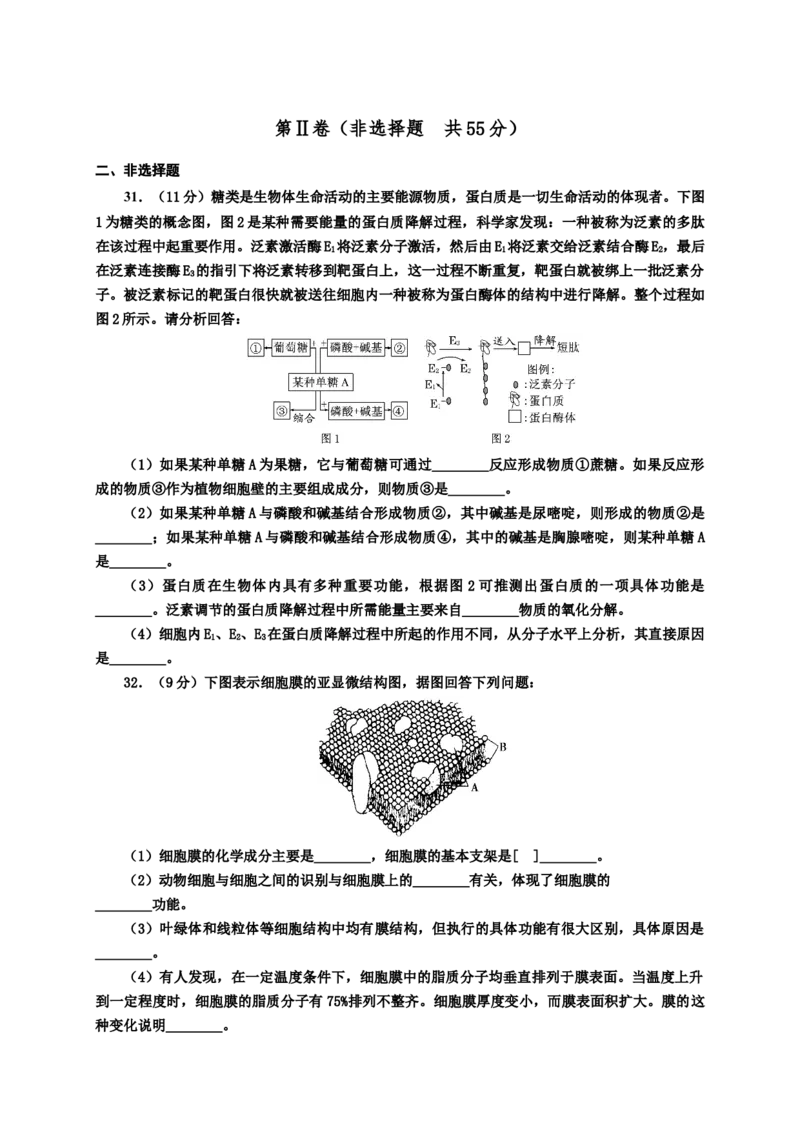 山东省五莲县高一上学期模块检测（期中）生物试题_高中九科知识点归纳。_人教版高中Word电子版试卷练习试题知识点全科_高中生物试卷习题_生物必修_必修1