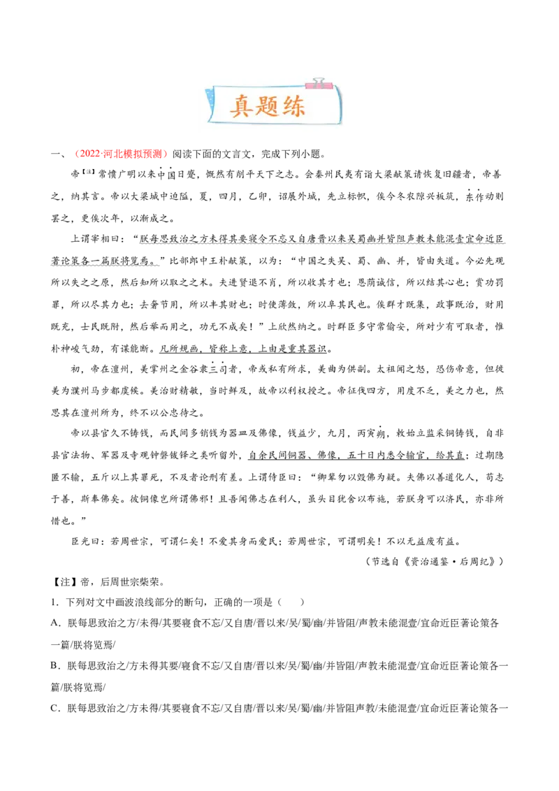 考向23翻译句子之通假字-备战2023年高考语文一轮复习考点微专题（新高考地区专用）（解析版）_01高考语文_32023年新高考资料_一轮复习