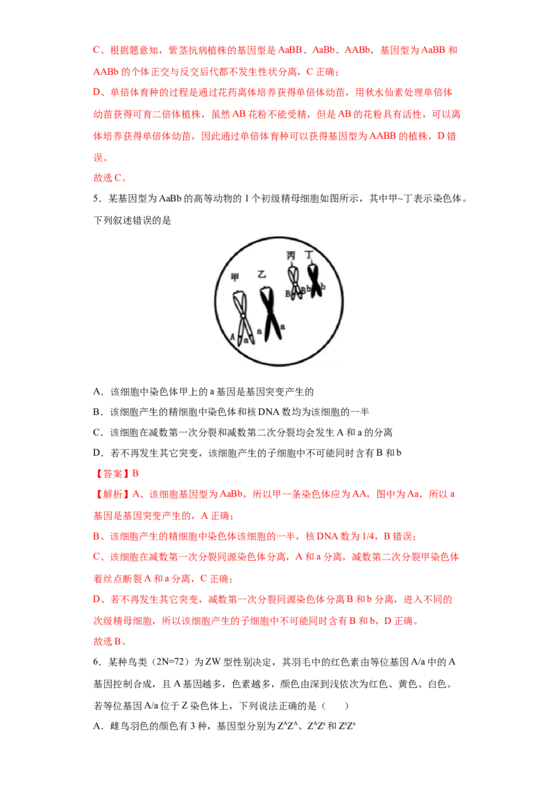 期末拔高卷4-冲刺期末高一生物下学期期末拔高冲刺卷（2019人教版）（解析版）_高中九科知识点归纳。_人教版高中Word电子版试卷练习试题知识点全科_高中生物试卷习题_生物必修