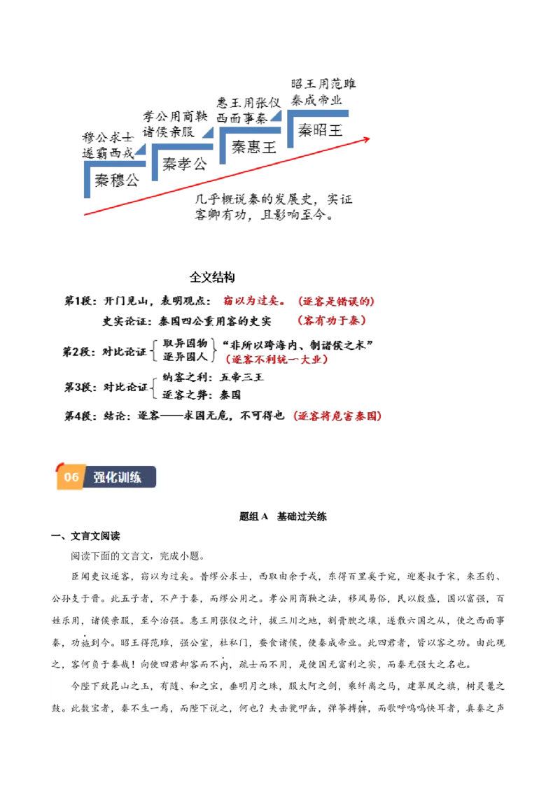 11.1《谏逐客书》（教师版）_高语_高中语文_必修下册_同步讲义