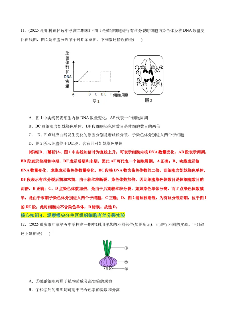 第6章细胞的生命历程（A卷&middot;知识通关练）（解析版）_高中九科知识点归纳。_人教版高中Word电子版试卷练习试题知识点全科_高中生物试卷习题_生物必修_必修1_1.单元测试AB卷（第一套）