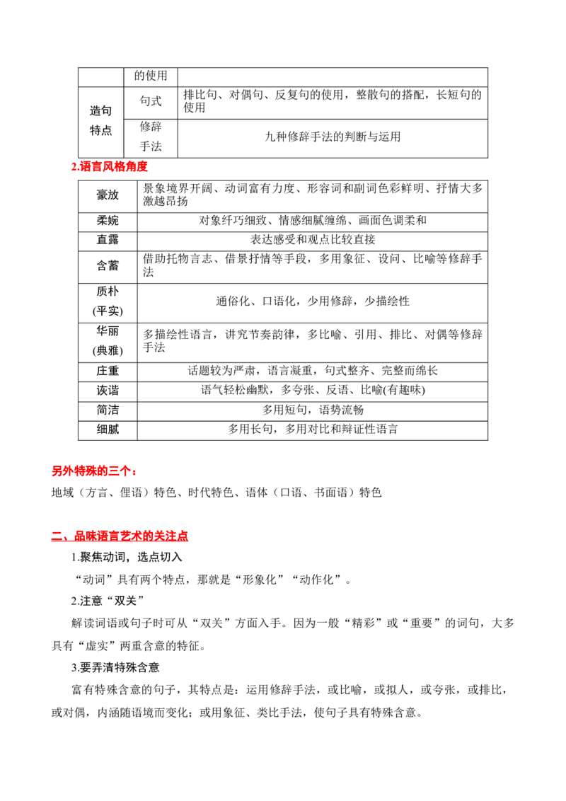 第4节赏析语言艺术-口袋书2024年高考语文一轮复习知识清单（全国通用）（解析版）_01高考语文_通用版（老高考）复习资料_2024年复习资料_第3章文学类文本阅读（一）小说