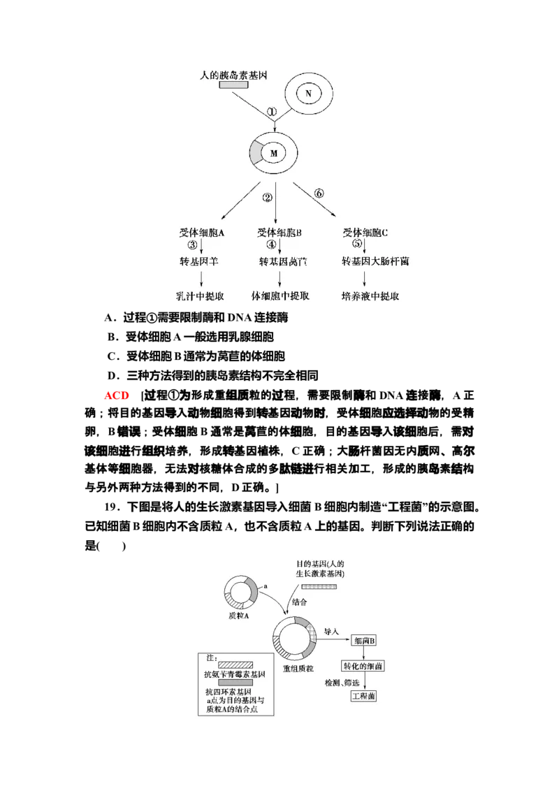 章末综合测评3课后作业新教材人教版（2019）高中生物选择性必修3_高中九科知识点归纳。_人教版高中Word电子版试卷练习试题知识点全科_高中生物试卷习题_生物选修_选修3_2.课后作业