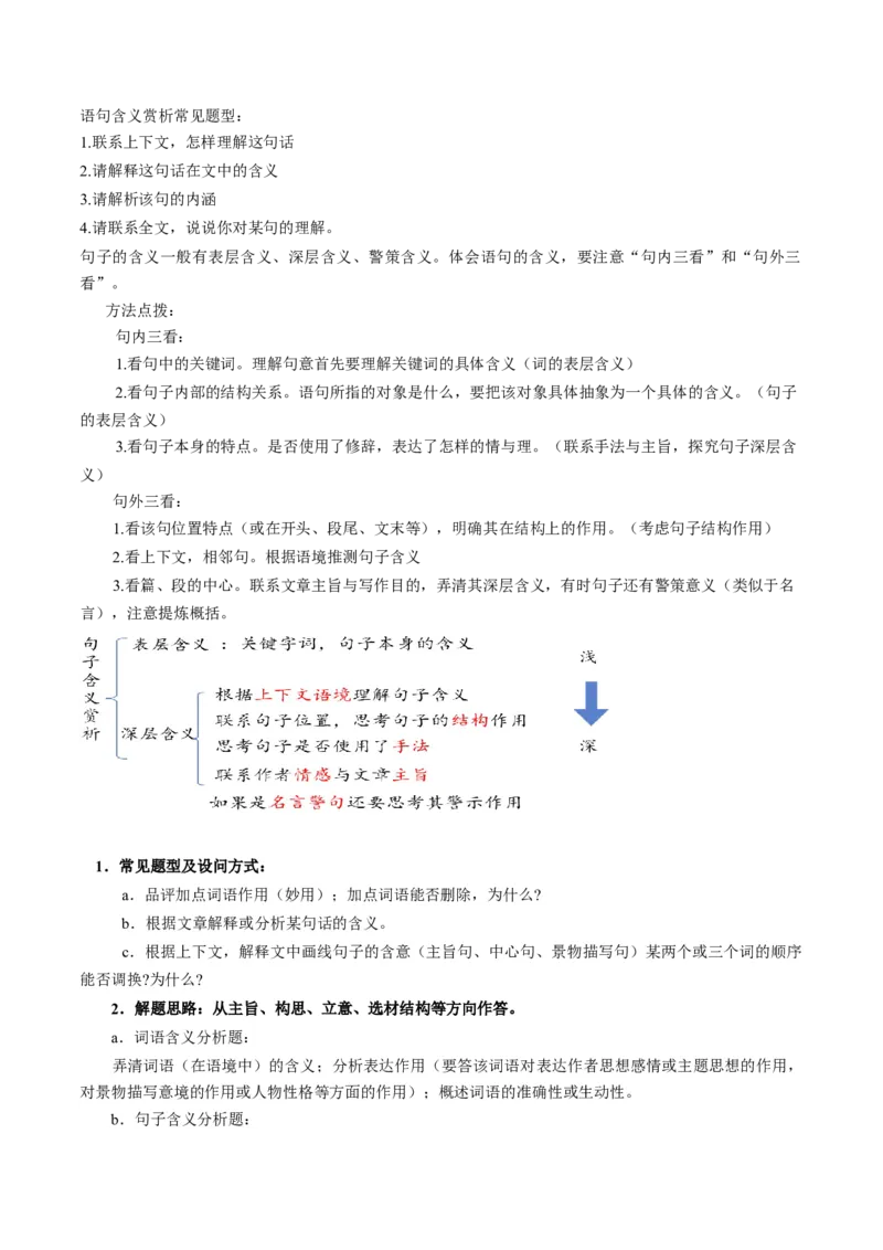 第01讲理解语句涵义以及语言特色（讲义）（原卷版）_01高考语文_4.22024年新高考资料_1.2024一轮复习_2024年高考语文一轮复习讲练（新教材新高考