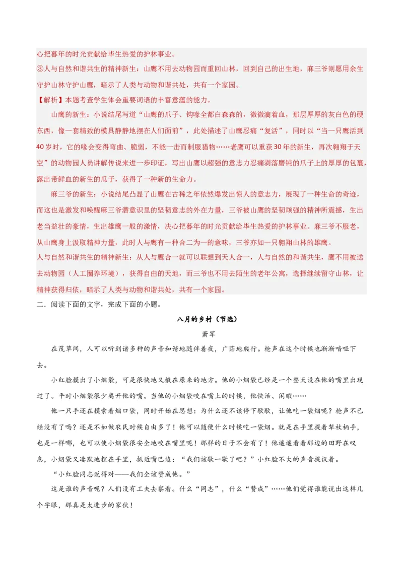 考点巩固卷08意蕴探究（解析版）_01高考语文_5.22025年新高考资料_2025年高考语文一轮复习考点通关卷（新高考通用）