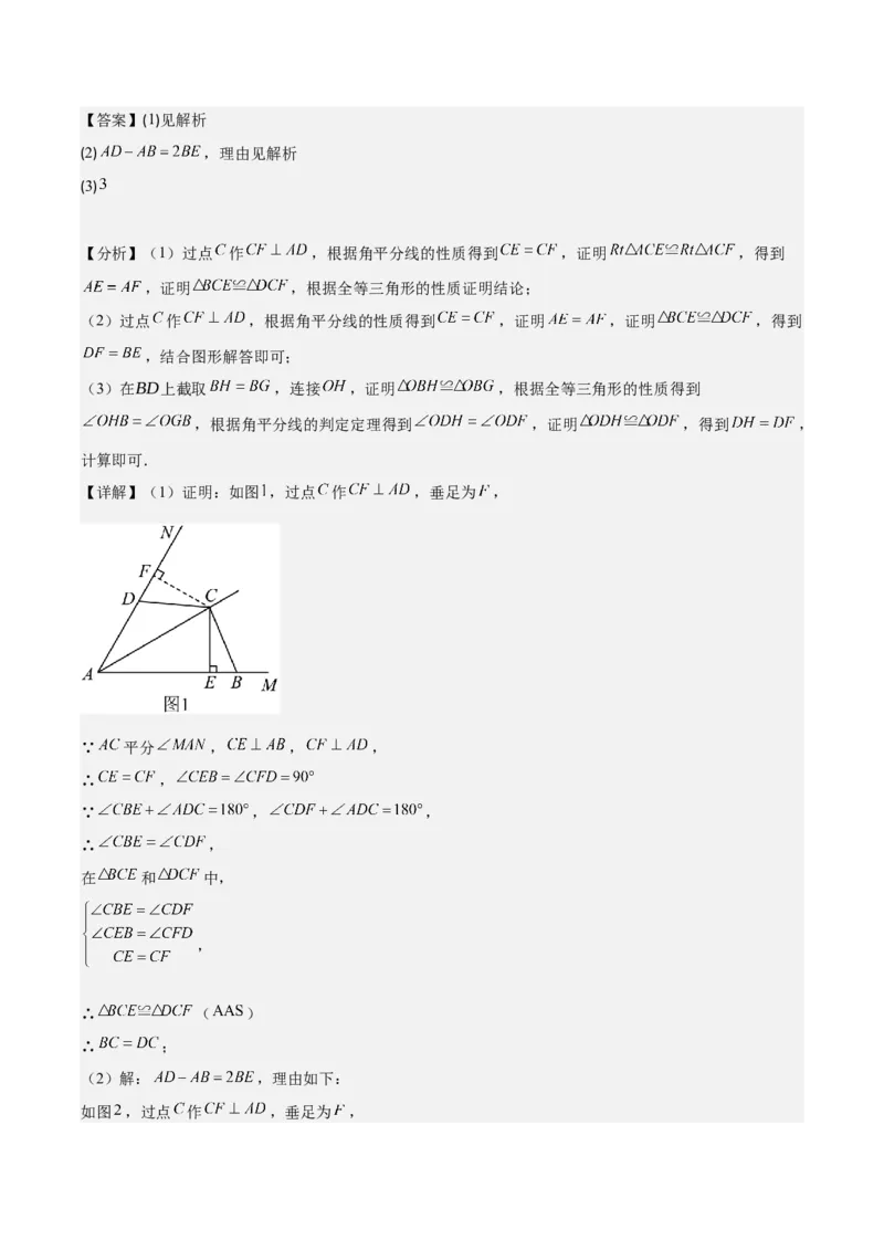 专题12.3角的平分线的性质(教师版)_初中数学_八年级数学上册（人教版）_重难点专题提优-V8_2025版