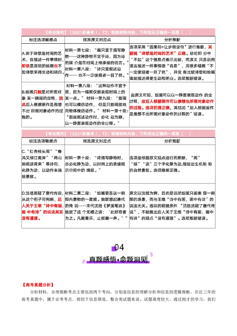 第02讲分析材料、合理推断（讲义）解析版_01高考语文_52025年新高考资料_一轮复习_2025年高考语文一轮复习讲练测_信息类文本阅读