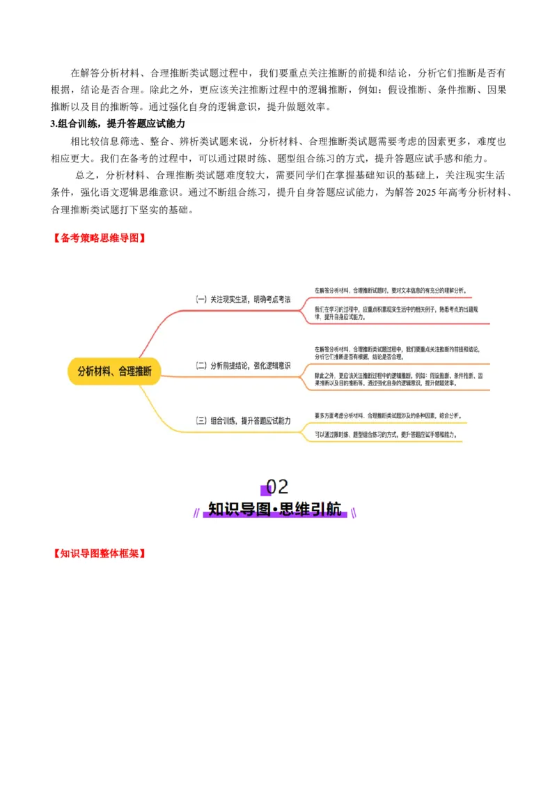 第02讲分析材料、合理推断（讲义）解析版_01高考语文_52025年新高考资料_一轮复习_2025年高考语文一轮复习讲练测_信息类文本阅读