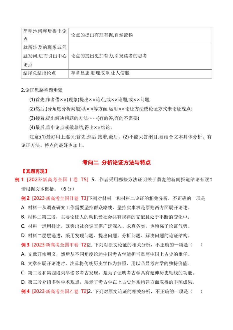 考点23观点的论证与迁移（全国通用）原卷版_01高考语文_通用版（老高考）复习资料_2024年复习资料_完备战2024年高考语文一轮复习考点帮（全国通用）