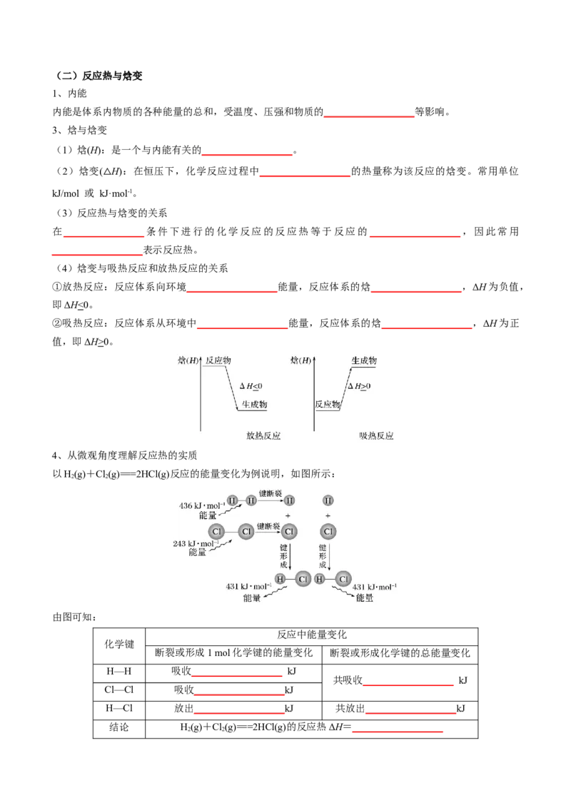 第一章化学反应的热效应-知识手册高中化学全册必背章节知识清单（人教版2019选择性必修1）（学生版）_高中九科知识点归纳。_人教版高中Word电子版试卷练习试题知识点全科_选修1
