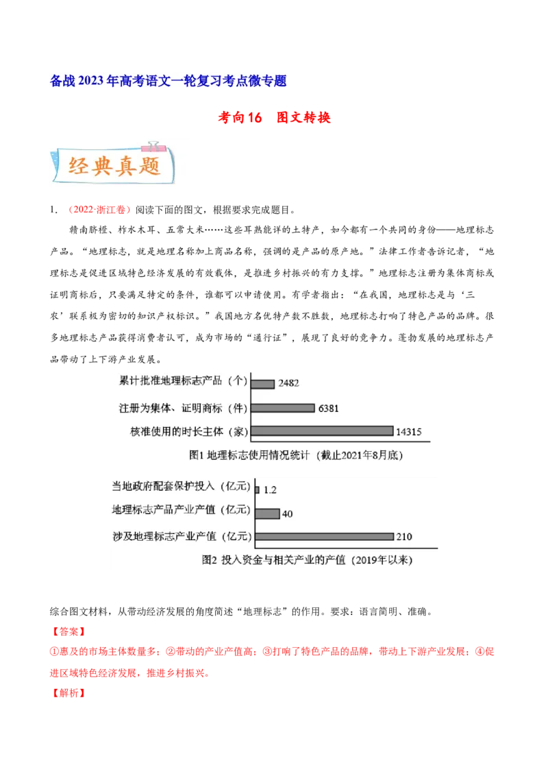 考向16图文转换-备战2023年高考语文一轮复习考点微专题（新高考地区专用）（解析版）_01高考语文_32023年新高考资料_一轮复习