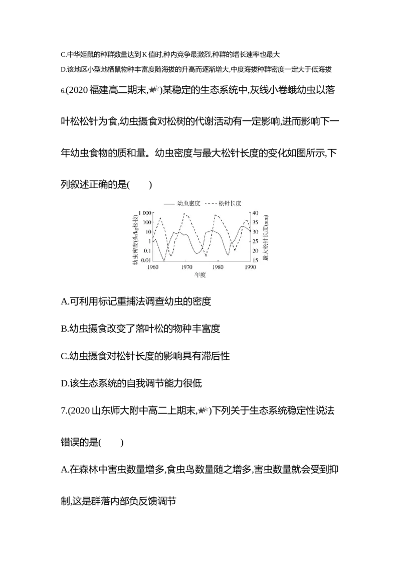 生物人教版新教材选择性必修2课时素养练：第3章专题强化练3　种群、群落和生态系统的综合_高中九科知识点归纳。_人教版高中Word电子版试卷练习试题知识点全科_高中生物试卷习题_选修2