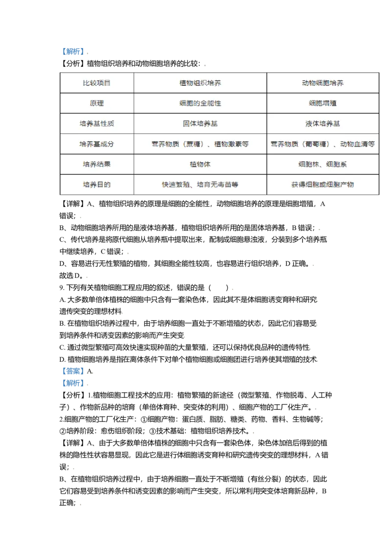 高二下学期期中生物试题（解析版）_高中九科知识点归纳。_人教版高中Word电子版试卷练习试题知识点全科_高中生物试卷习题_生物选修_选修3_人教版生物选修三期中测试（003份）_424