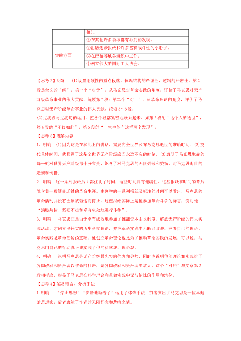 10.2《在马克思墓前的讲话》（学案）-格致课堂精选_高语_人教版高中语文_02部编高中语文必修下册_03第三套课件+教案+学案+习题5.10更新_学案