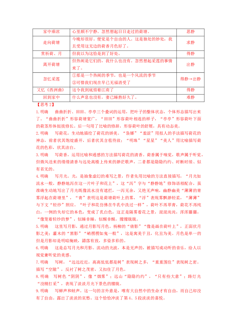 14.2《荷塘月色》（学案）-新教材精创2020-2021学年高一语文新教材同步备课（部编版必修上册）_高语_人教版高中语文_01部编高中语文必修上册_学案