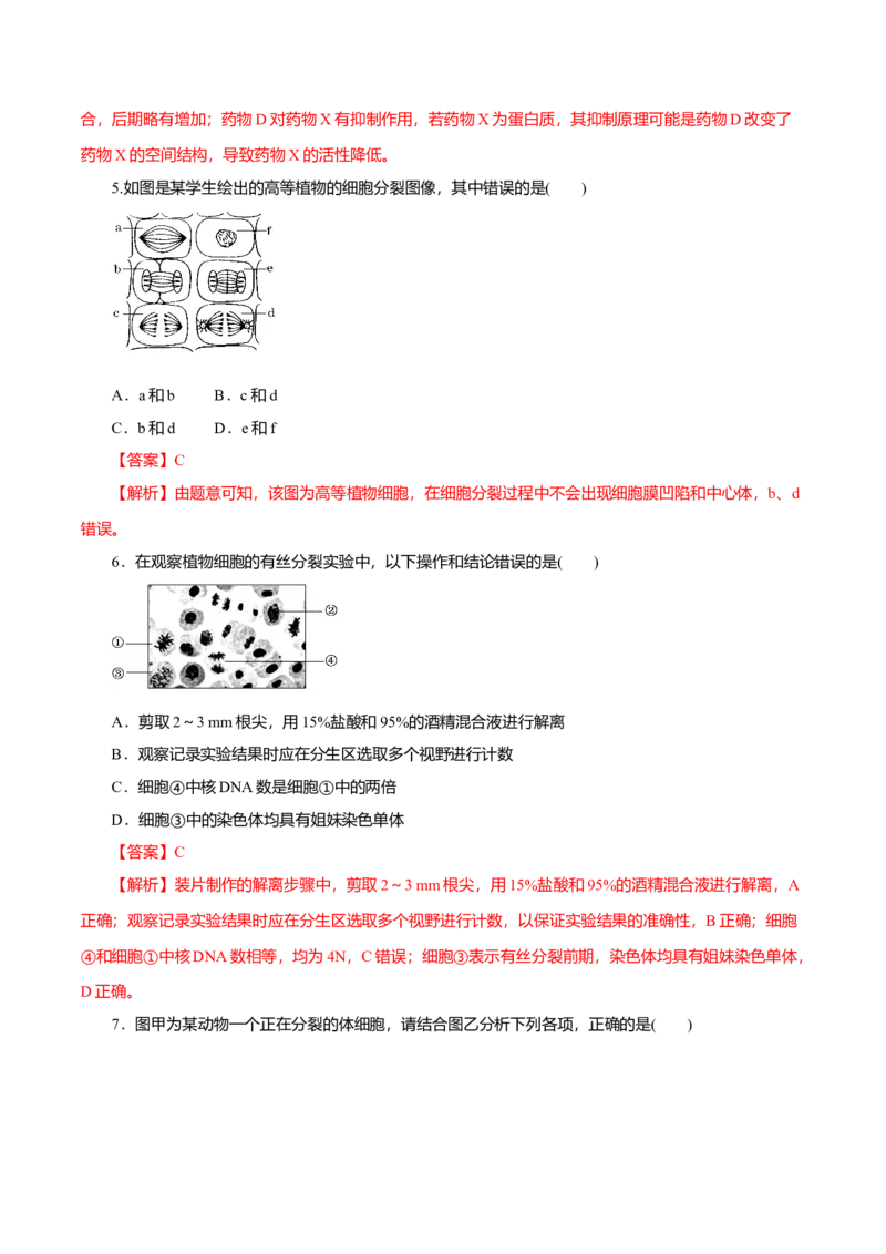 第6章细胞的生命历程B卷（解析版）_高中九科知识点归纳。_人教版高中Word电子版试卷练习试题知识点全科_高中生物试卷习题_生物必修_必修1_人教版生物必修一单元测试（032份）