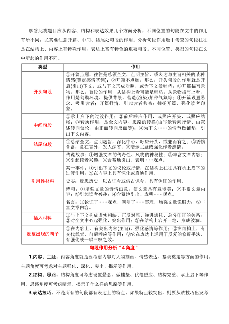 第1节分析结构思路-口袋书2024年高考语文一轮复习知识清单（全国通用）（原卷版）_01高考语文_通用版（老高考）复习资料_2024年复习资料_第4章文学类文本阅读（二）散文