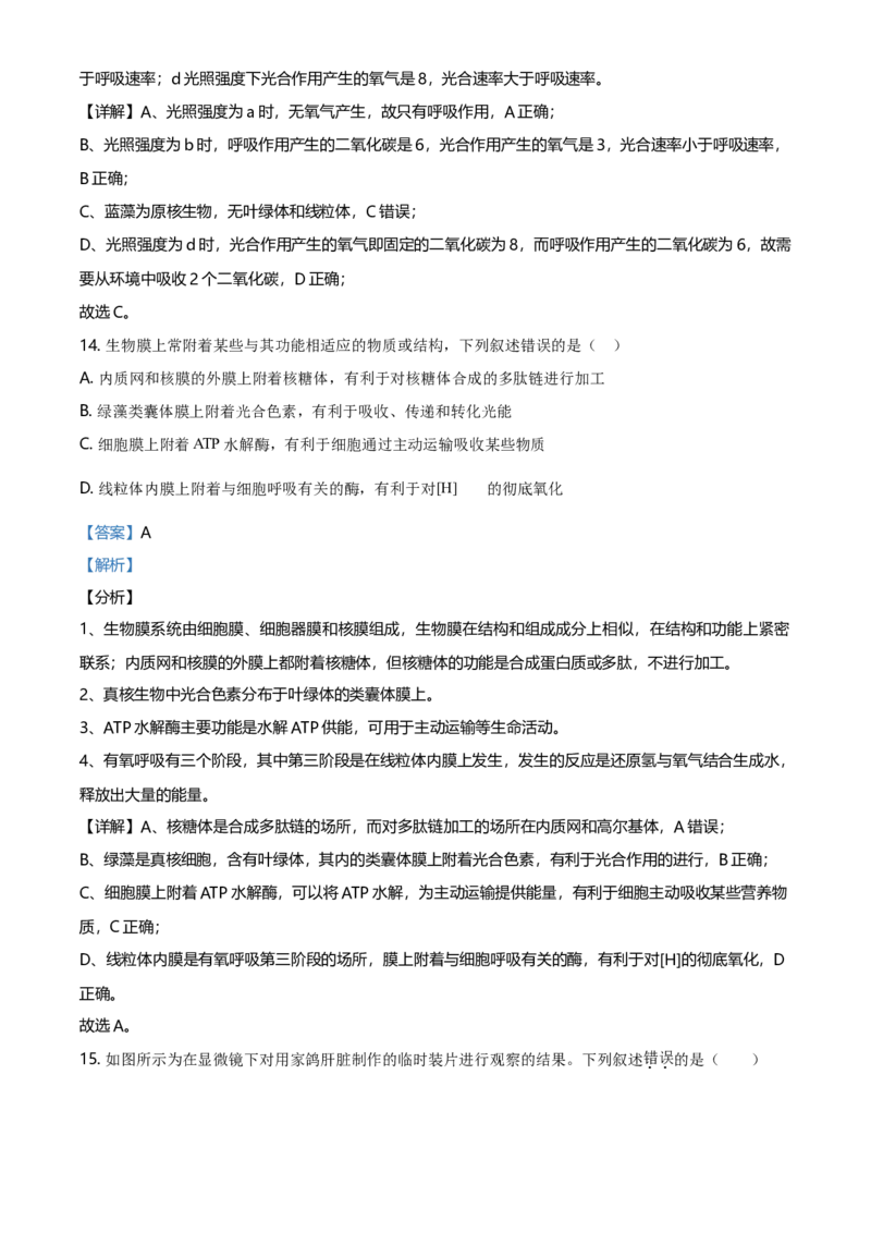 精品解析：山东省烟台市招远一中高一上学期期末生物试题（解析版）_高中九科知识点归纳。_人教版高中Word电子版试卷练习试题知识点全科_高中生物试卷习题_生物必修_必修1_2.各地真题