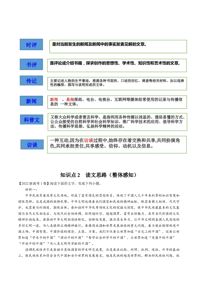 第01讲强化读文技能（讲义）（原卷版）_01高考语文_4.22024年新高考资料_1.2024一轮复习_2024年高考语文一轮复习讲练（新教材新高考_1.第一部分现代文阅读专题一信息类文本阅读