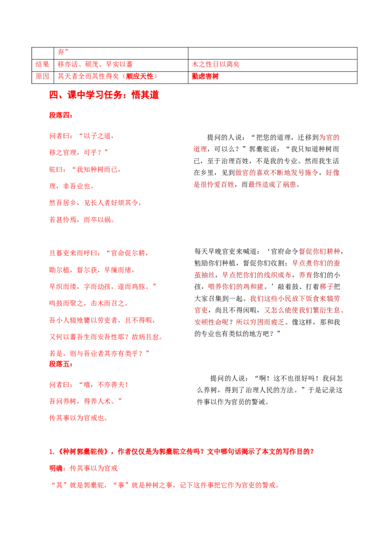 11《种树郭橐驼传》（导学案）-（统编版选择性必修下册）_高语_高中语文_选择性必修下册_导学案