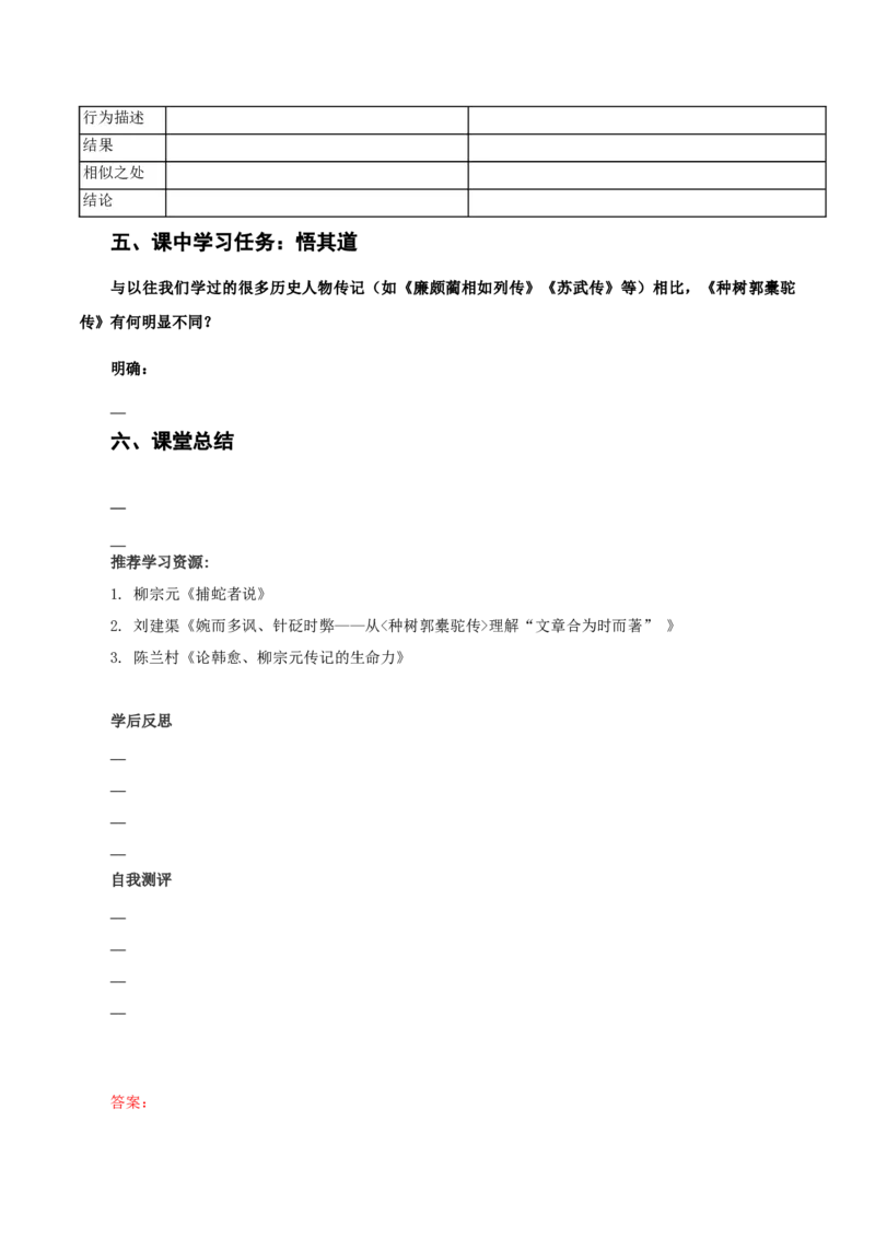 11《种树郭橐驼传》（导学案）-（统编版选择性必修下册）_高语_高中语文_选择性必修下册_导学案