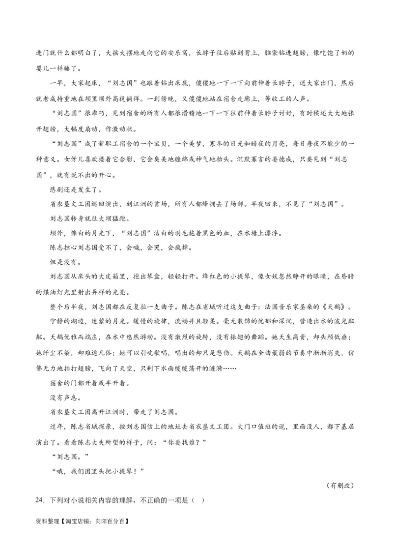 解密04文学类文本阅读小说之形象分析（分层训练）（解析版）_01高考语文_新高考复习资料_2024年新高考资料_二轮复习资料_分层训练_教师版（含答案解析）