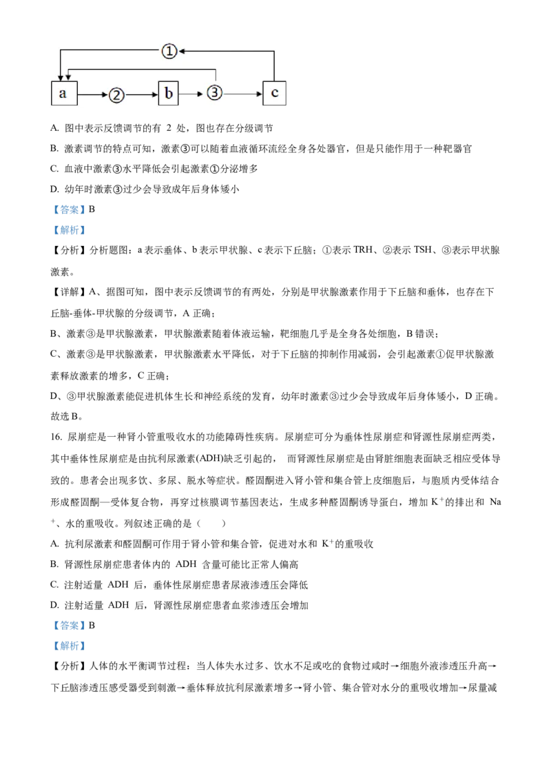 高二上学期期中生物试题（解析版）_高中九科知识点归纳。_人教版高中Word电子版试卷练习试题知识点全科_高中生物试卷习题_生物选修_选修1_人教版生物选修一期中测试（012份）_277