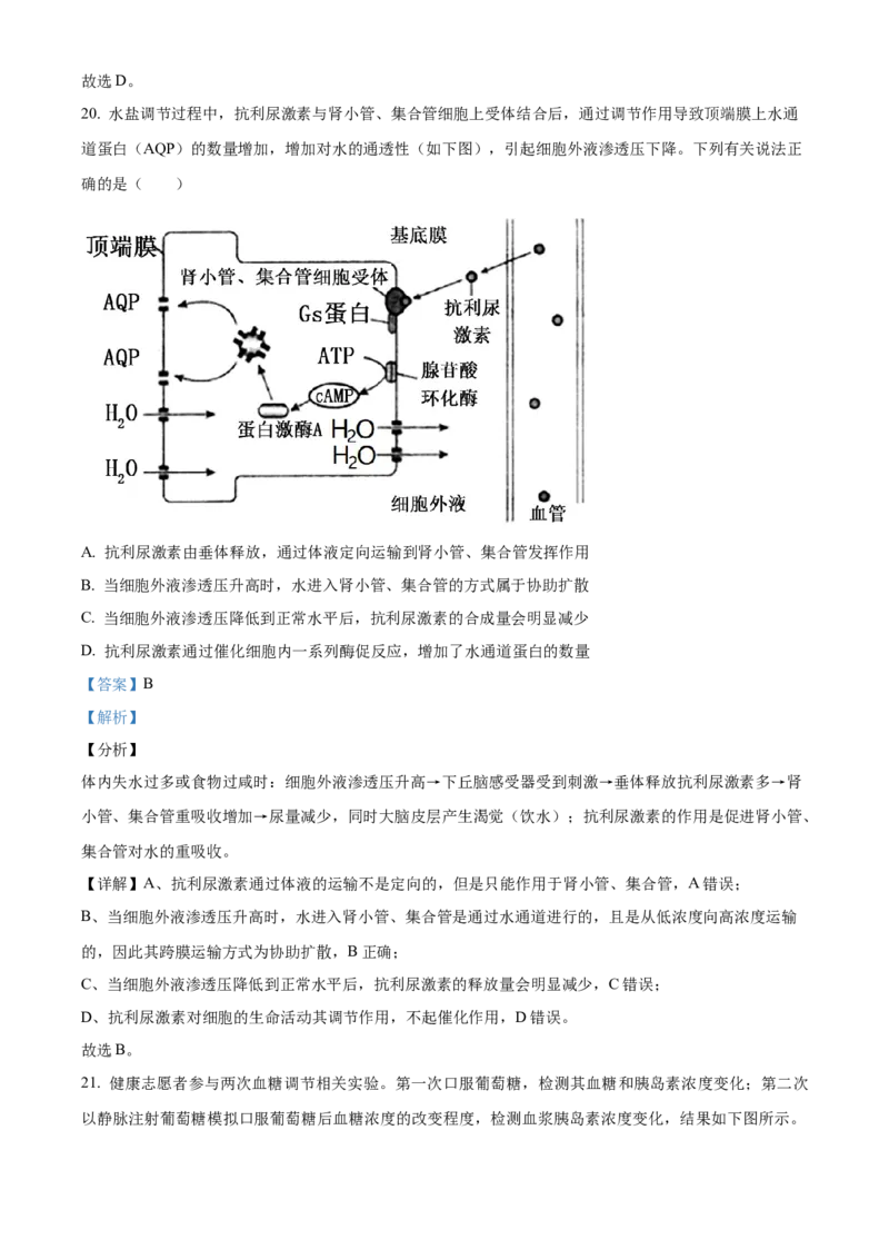 高二上学期期中生物试题（解析版）_高中九科知识点归纳。_人教版高中Word电子版试卷练习试题知识点全科_高中生物试卷习题_生物选修_选修1_人教版生物选修一期中测试（012份）_277